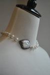 WHITE FRESHWATER PEARLS AND SWAROVSKI CRYSTALS WRAP BRACELET OR A CHOKER