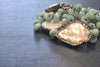AMAZONITE AND WHITE MOTHER OF PEARLS ON GUNMETAL FINISH LONG KASHMERE NECKLACE