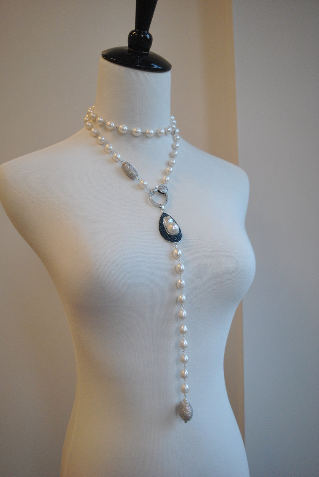 WHITE FRESHWATER PEARLS DROP STATAEMENT NECKLACE 3 IN 1