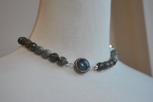 LABRADORITE AND SWAROVSKI CRYSTALS WRAP BRACELET OR A CHOKER