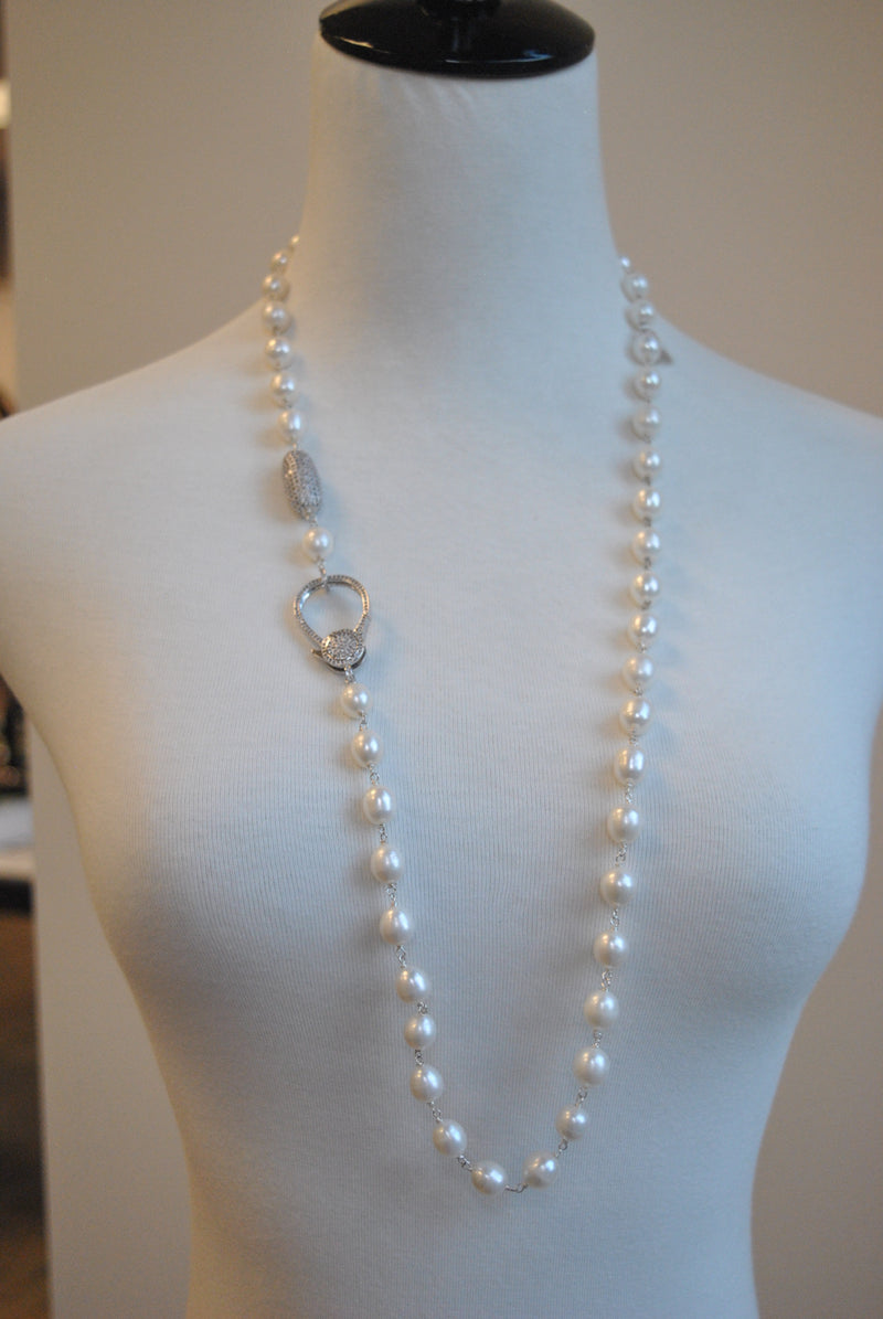 WHITE FRESHWATER PEARLS DROP STATAEMENT NECKLACE 3 IN 1