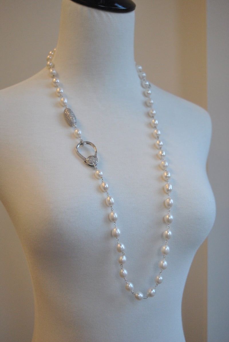 WHITE FRESHWATER PEARLS DROP STATAEMENT NECKLACE 3 IN 1