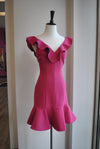 CLEARANCE - FUSCHIA PINK MINI DRESS WITH RUFFLES
