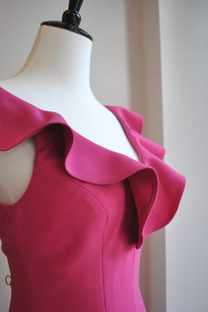 CLEARANCE - FUSCHIA PINK MINI DRESS WITH RUFFLES