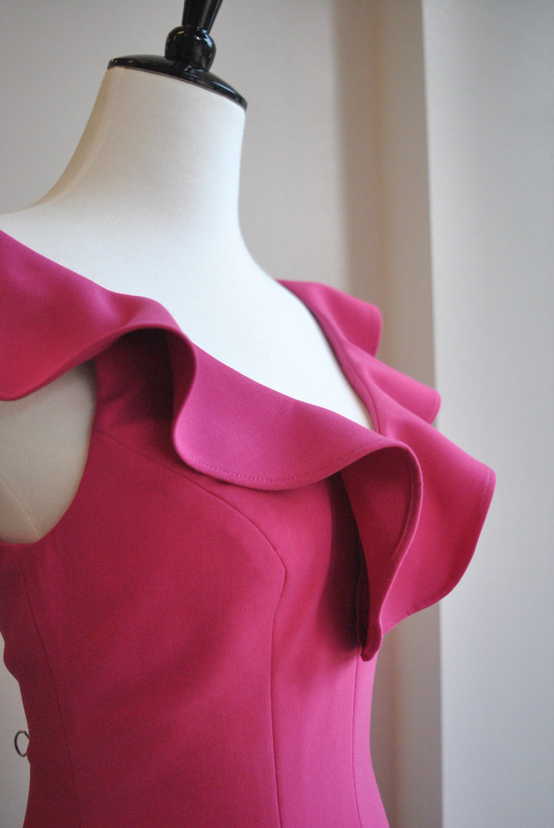 CLEARANCE - FUSCHIA PINK MINI DRESS WITH RUFFLES