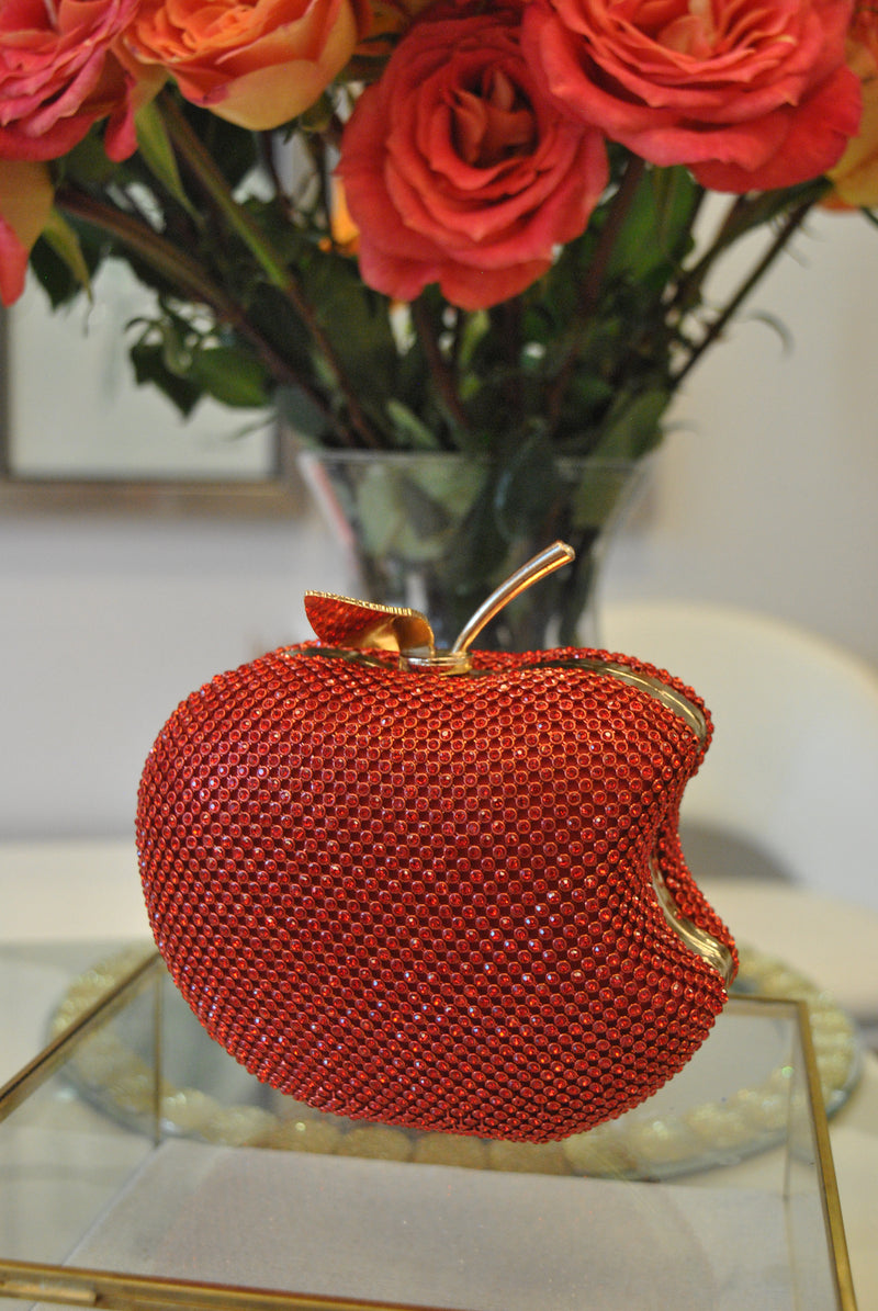 RED CRYSTALS APPLE SHAPE CLUTCH