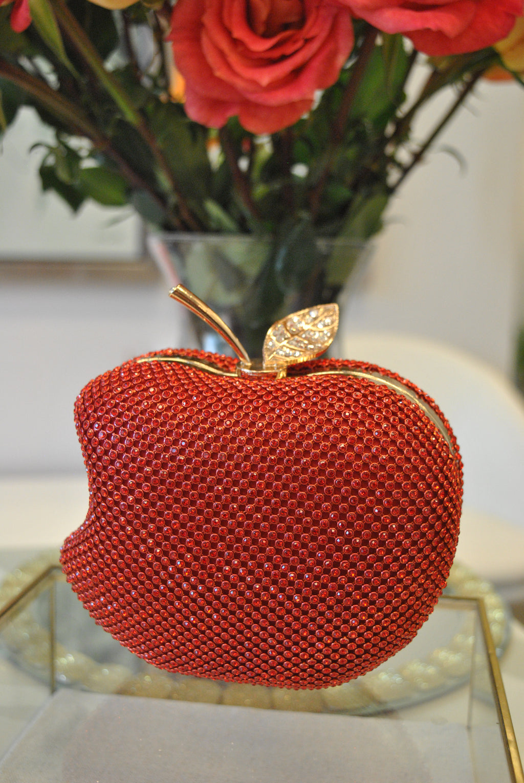 RED CRYSTALS APPLE SHAPE CLUTCH