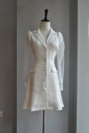 WHITE JACKET DRESS WITH ORGANZA SLEEVES