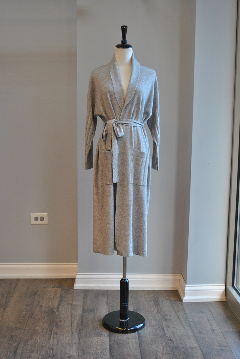GREY MULTI OPEN STYLE CARDIGAN WITH A BELT