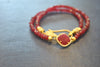 RUBY AND RHINESTONES ON GOLD DOUBLE BRACELET OR A CHOKER