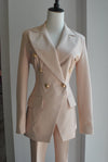 BEIGE SUIT WITH FIT JACKET AND CROPPED PANTS