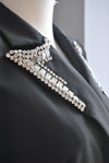 BLACK DOUBLE BREASTED BLAZER WITH DIAMOND DETAILS