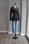 BLACK DOUBLE BREASTED BLAZER WITH DIAMOND DETAILS