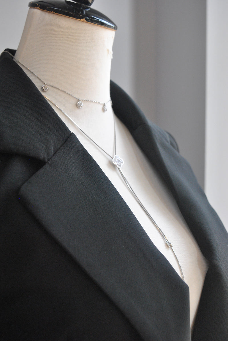 BLACK SIMPLE BLAZER WITH OPEN TIE BACK
