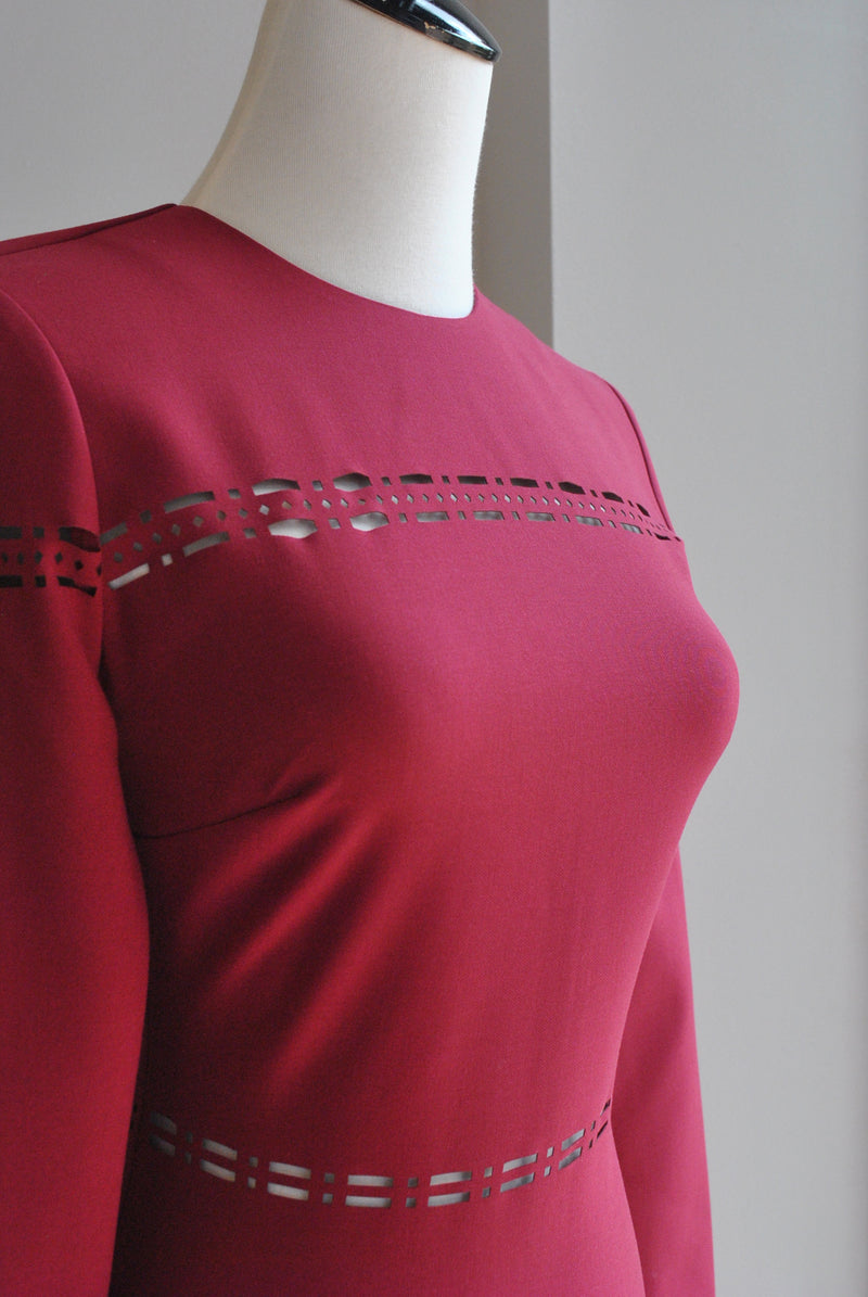 CLEARANCE - FUSCHIA PINK LASER CUT MINI DRESS