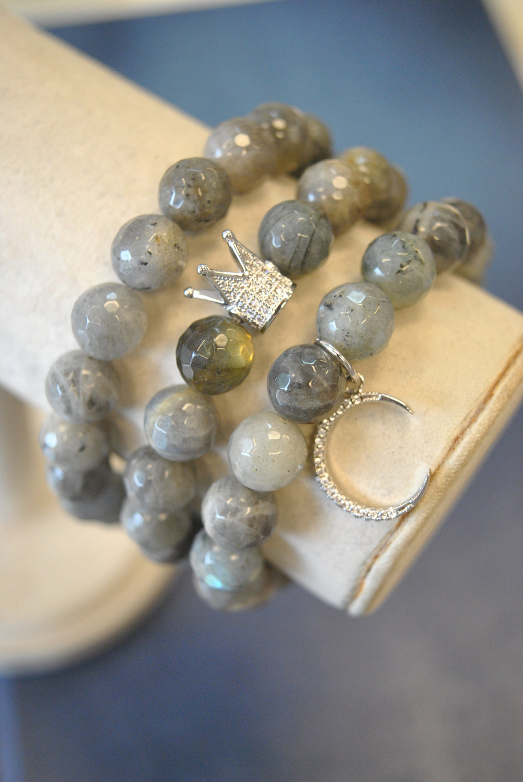 PRINCESS ON THE MOON - NATURAL LABRADORITE STRETCHY BRACELETS SET