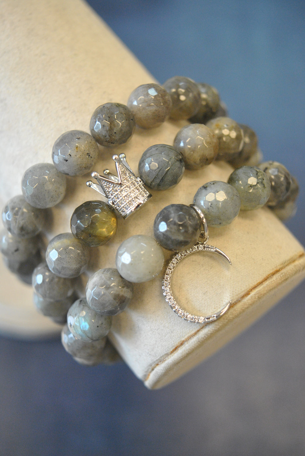 PRINCESS ON THE MOON - NATURAL LABRADORITE STRETCHY BRACELETS SET