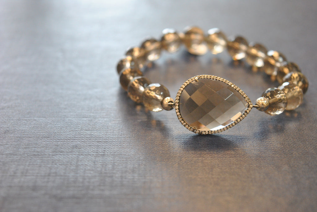 SMOKY QUARTZ STRETCHY BRACELETS SET