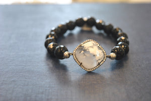WHITE AND BLACK ONYX MOSS AGATE