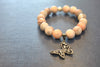 PINK BOTSWANA AGATE STRETCHY BRACELETS WITH RHINESTONES