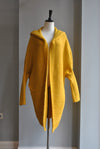 MUSTARD OPEN STYLE SWEATER WITH A HOODIE