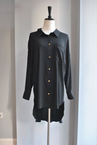BLACK BLOUSE WITH HIGH NECK