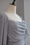 DUSTY BLUE MIDI FIT DRESS WITH STATEMENT SLEEVES
