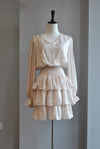CREAM SILKY DRESS WITH RUFFLES
