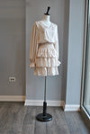 CREAM SILKY DRESS WITH RUFFLES