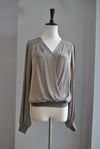 TAUPE WRAP SILKY TOP