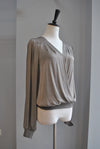 TAUPE WRAP SILKY TOP