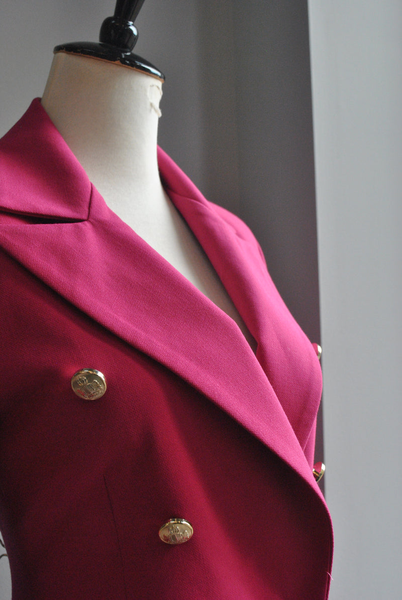 FUSCHIA DOUBLE BREATED BLAZER