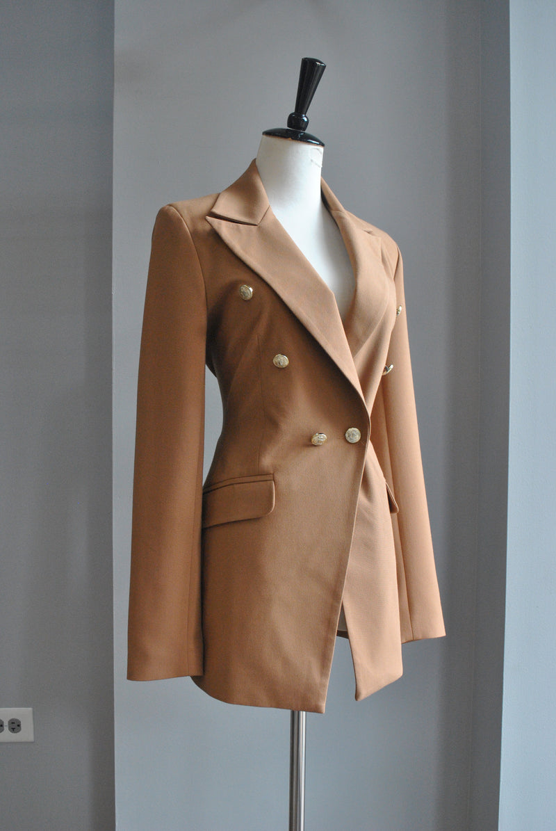 CARAMEL DOUBLE BREASTED BLAZER