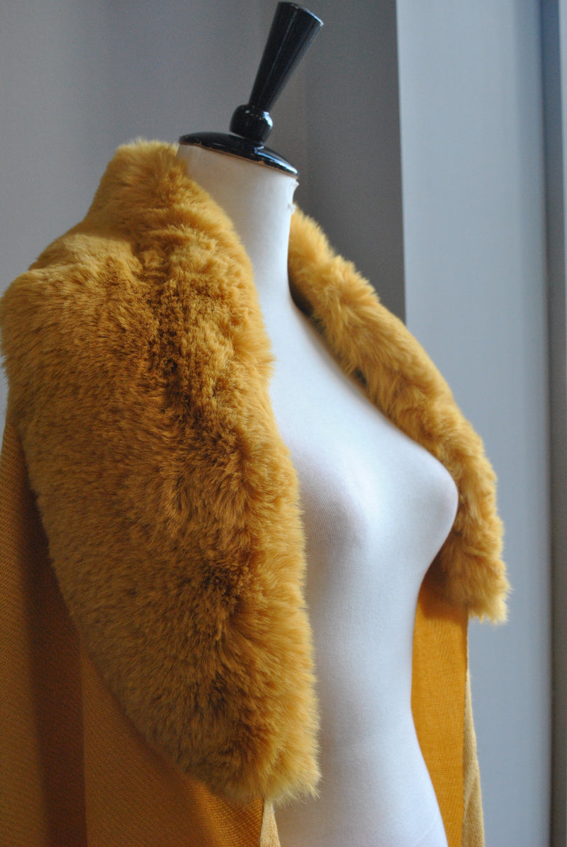 MUSTARD POM POM SHAWL