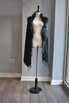 BLACK SHAWL WITH FAUX FUR