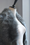 CHARCOAL GREY SHAWL WITH FAUX FUR