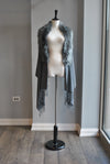 CHARCOAL GREY SHAWL WITH FAUX FUR