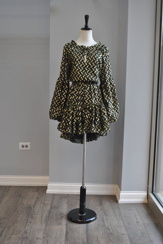 BLACK AND GOLD MINI PARTY DRESS