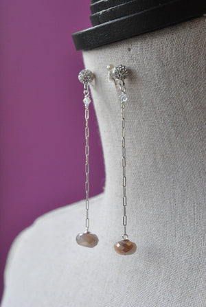 PEACH MOONSTONES DROP DELICATE EARRINGS