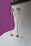 PEACH MOONSTONES DROP DELICATE EARRINGS
