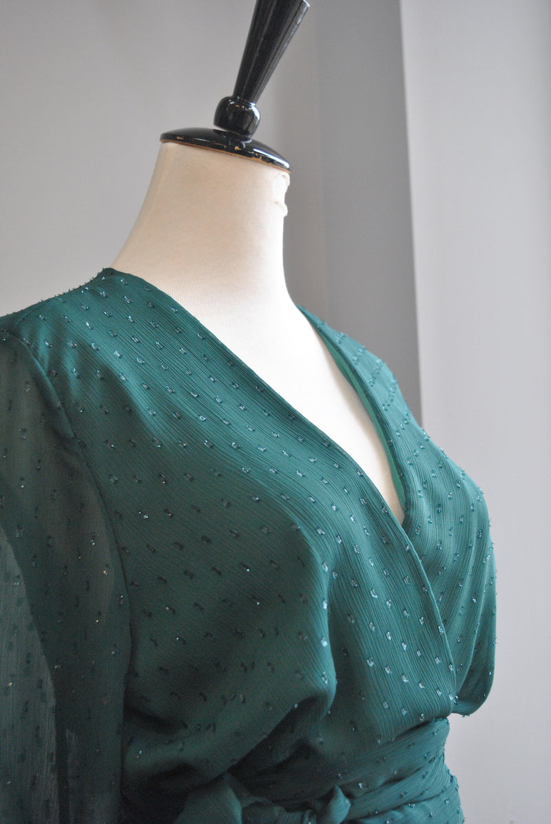 CLEARANCE - EMERALD GREEN MAXI DRESS WITH A BELT