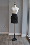 CLEARANCE - BLACK FAUX LEATHER PLEATED SKIRT