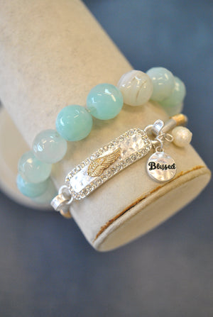 2 PIECES INSPIRATIONAL SET - AGATE - "BLESSED"