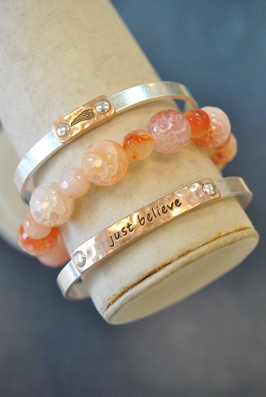 3 PIECES INSPIRATIONAL SET - AGATE - "JUST BELIEVE"