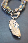 PEACOCK FRESHWATER PEARLS LONG STATEMENT NECKLACE WITH FEATHER PENDANT