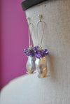 AMETHYST AND SWAROVSKI CRYSTALS LONG STATEMENT EARRINGS