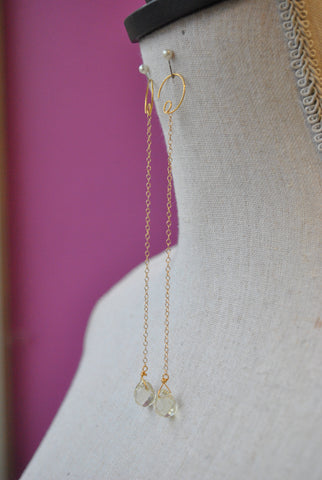 FASHION COLLECTION - GOLD CRYSTALS AND TASSLE LONG EARRINGS