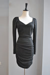 CLEARANCE - BLACK AND SILVER MINI PARTY DRESS WITH RUSHING