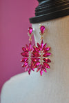 FASHION COLLECTION - HOT PINK CRYSTALS STATEMENT EARRINGS