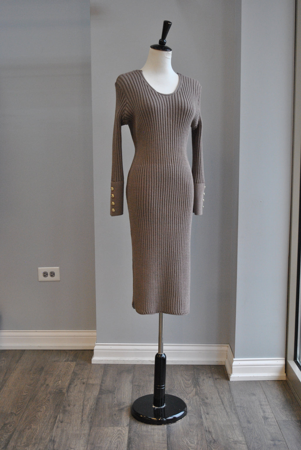 TAUPE LAVENDER SWEATER DRESS